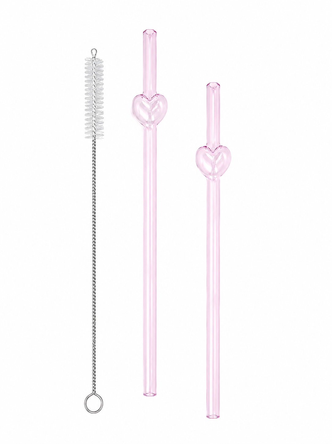 Heart Glass Straws Set