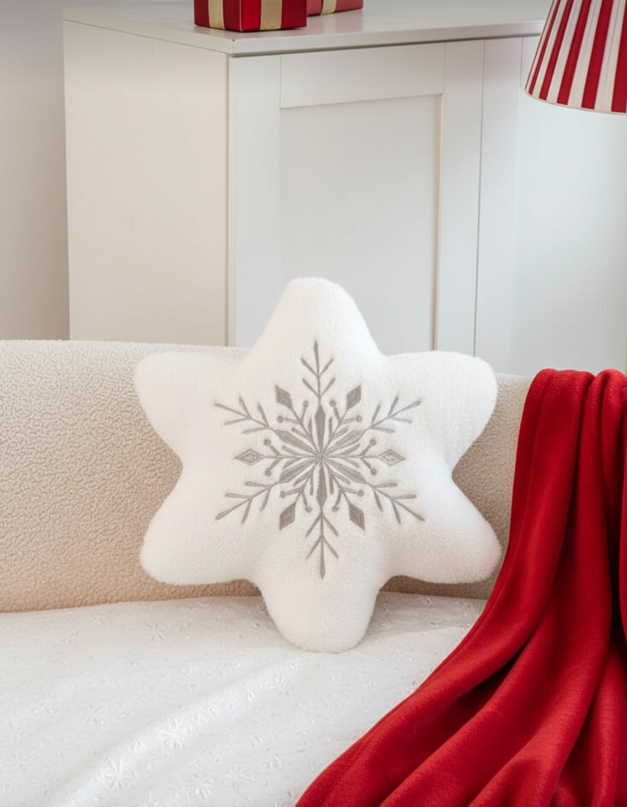 Fur winter snowflake cushion