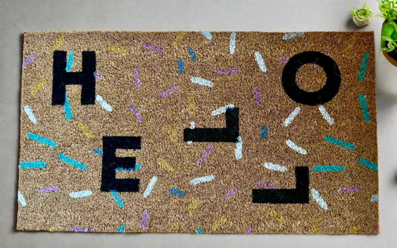 Hello Striped Doormat – Warm Welcome Home Entry Rug