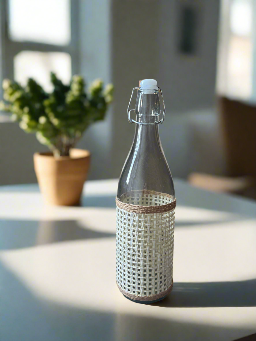 Boho glass water bottle