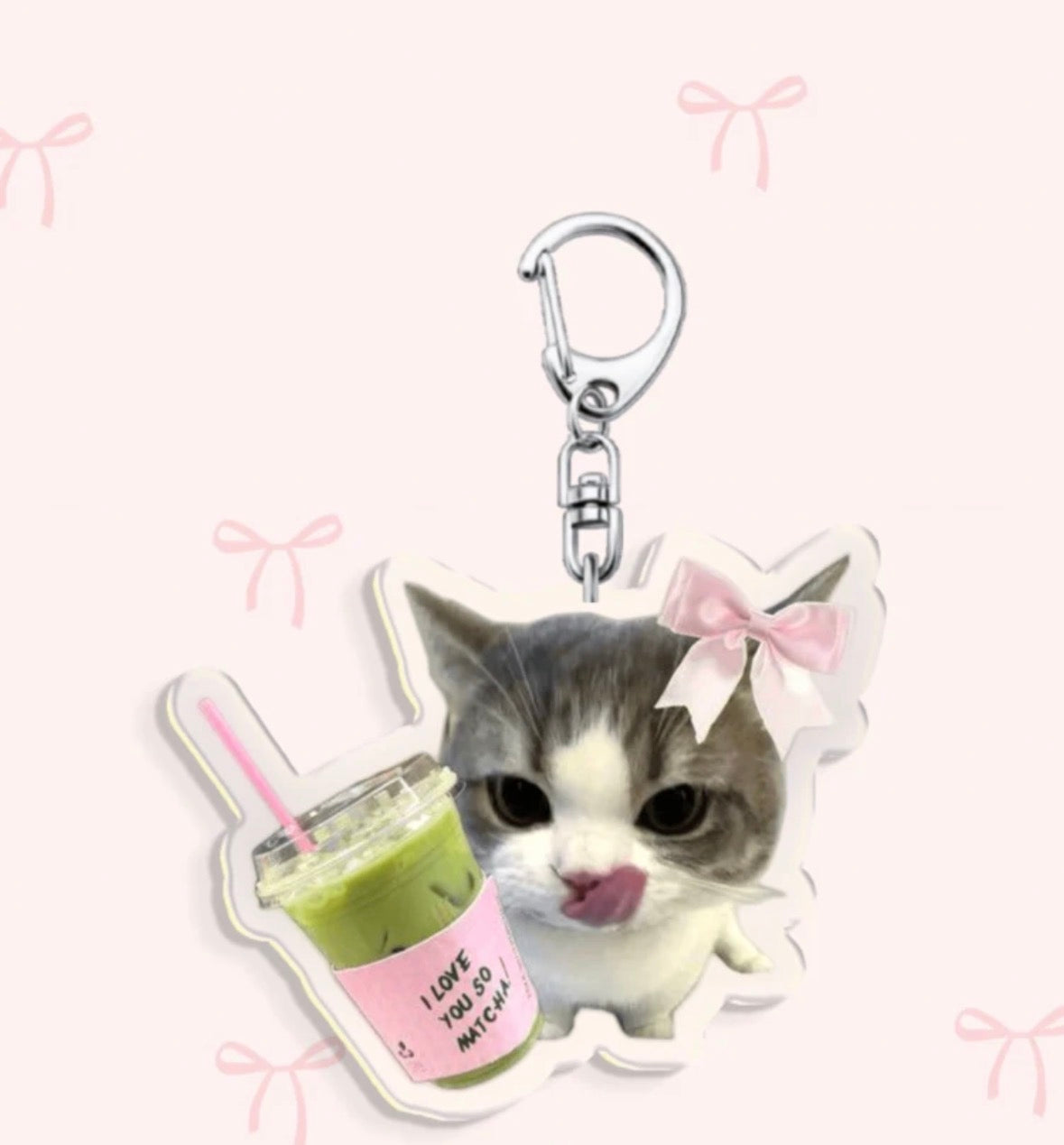 Matcha Cat Energy Keychain