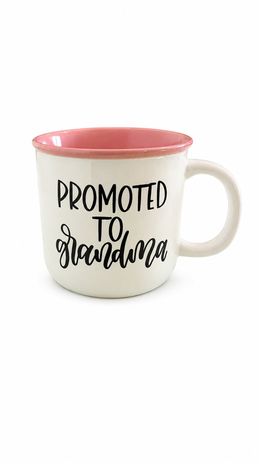 Promoted to Grandma | Grandpa Mug – Coffee Cup Gift for New Grandparents