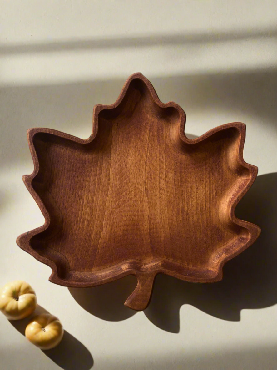 Cozy Maple Leaf 🍁 Tray– Wooden Fall Platter