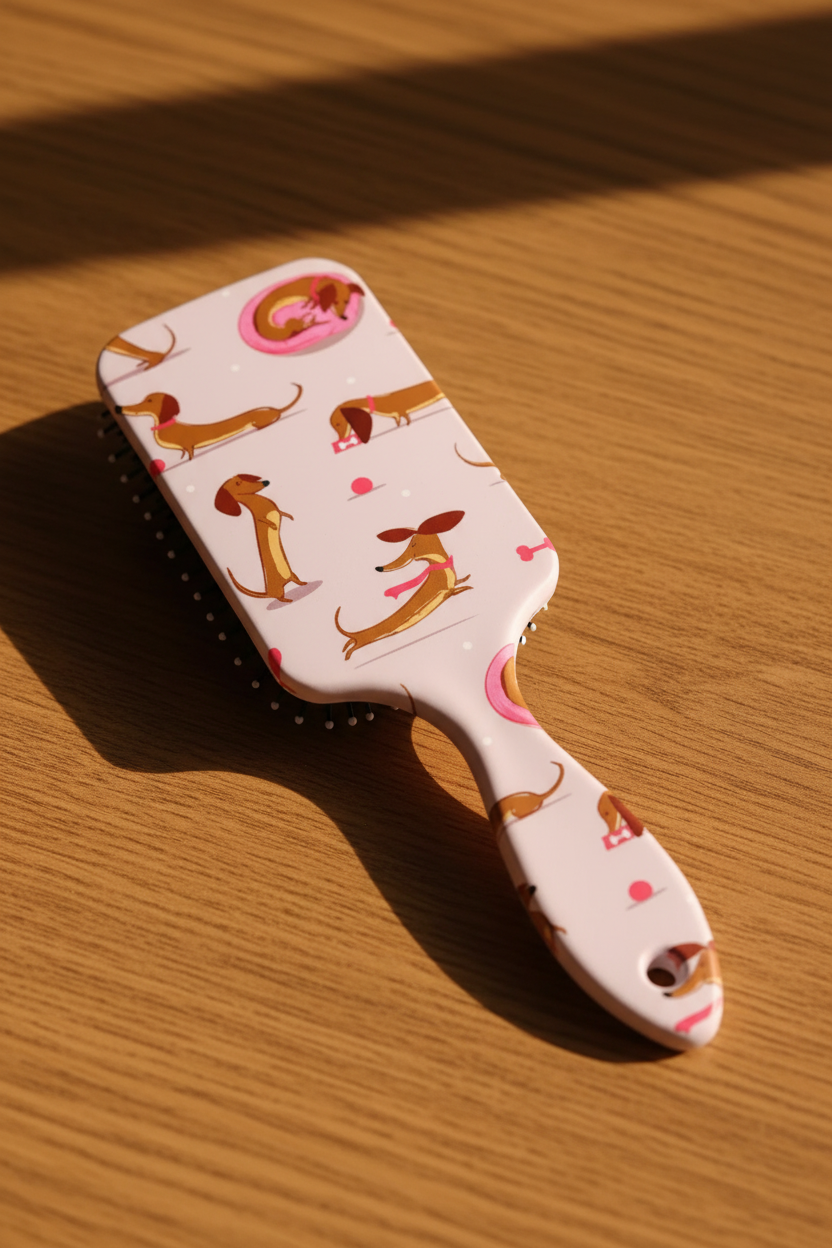 Dachshund Paddle Hair Brush Detangling Hairbrush for Women | Cute Dog Print | Gifts for Dog Lovers