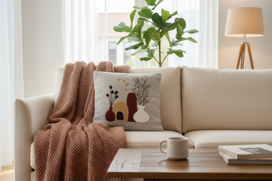 Earthy Harmony Cushion Cover β Neutral Textured Minimal Design