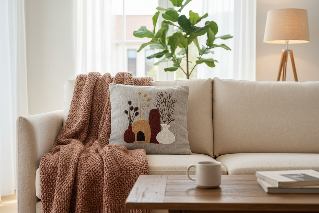 Earthy Harmony Cushion Cover – Neutral Textured Minimal Design