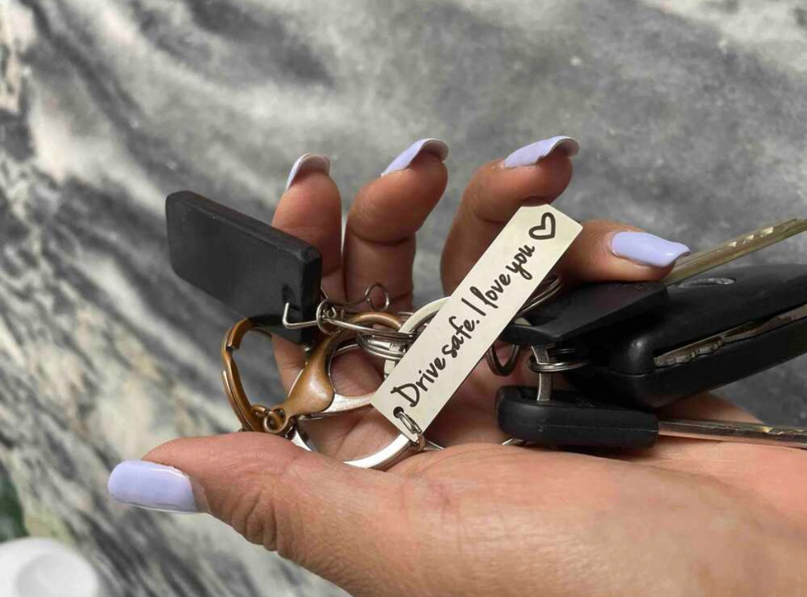 Drive save I love you keychain