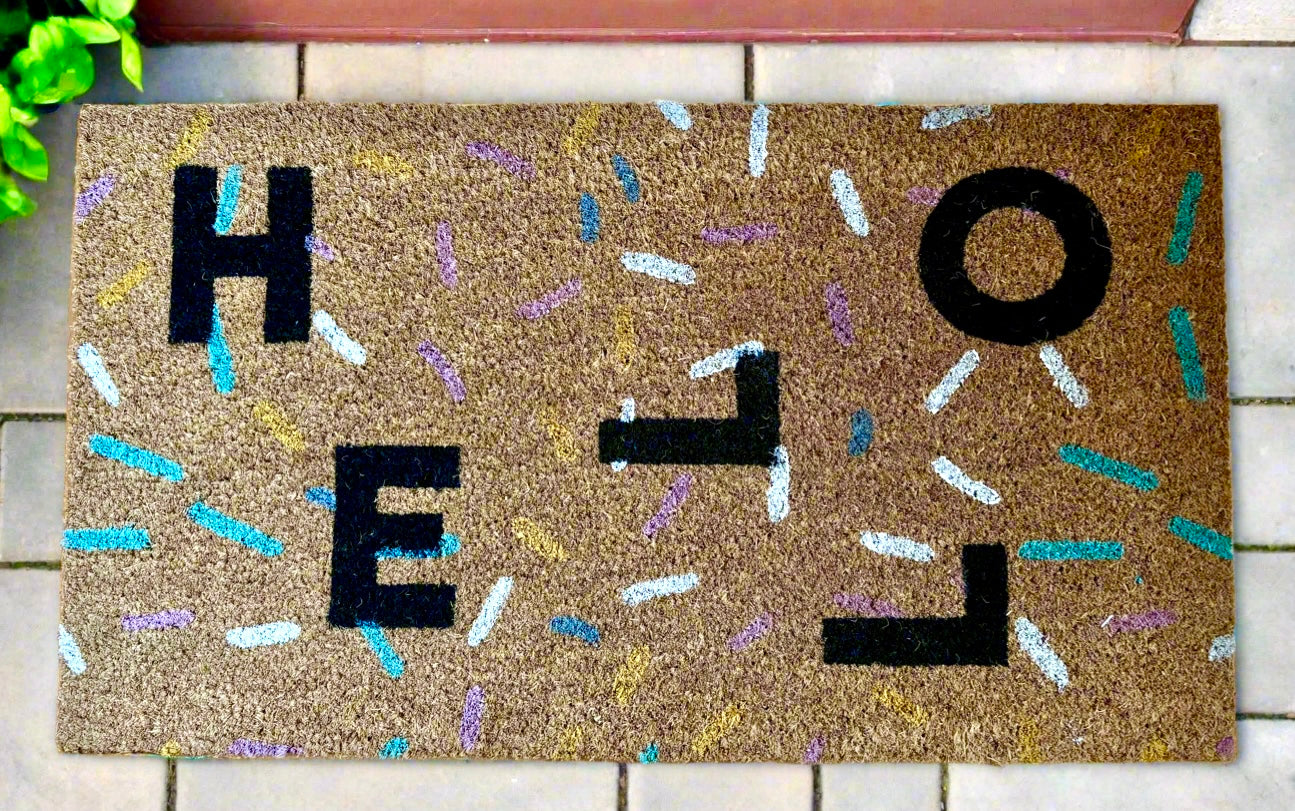 Hello Striped Doormat – Warm Welcome Home Entry Rug