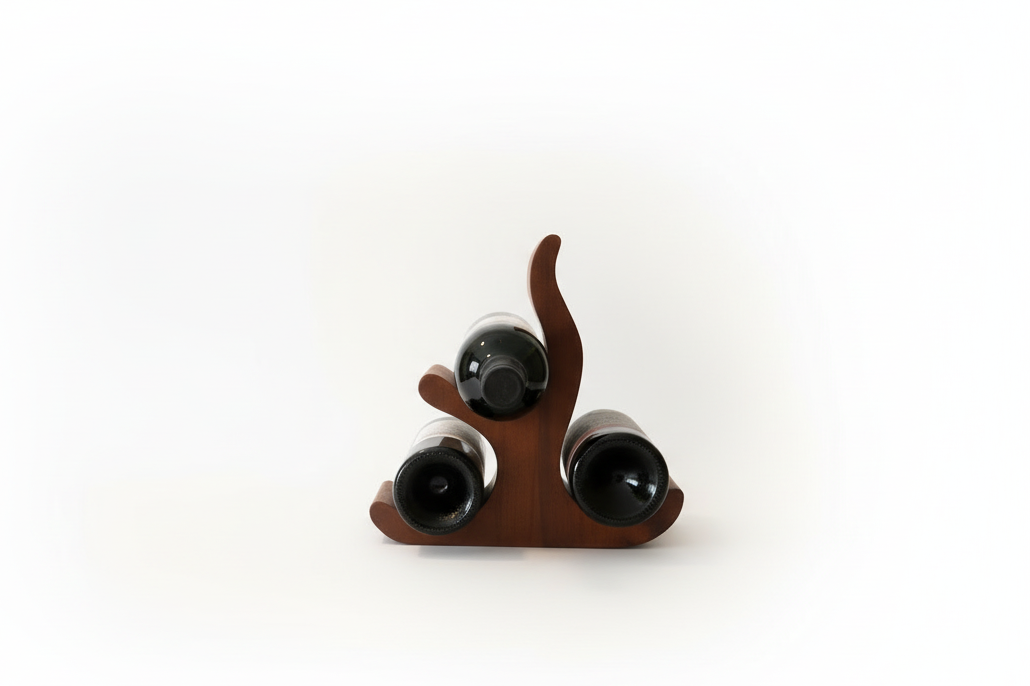 Wooden Wine Rack – 3 Bottle Countertop Wine Holder