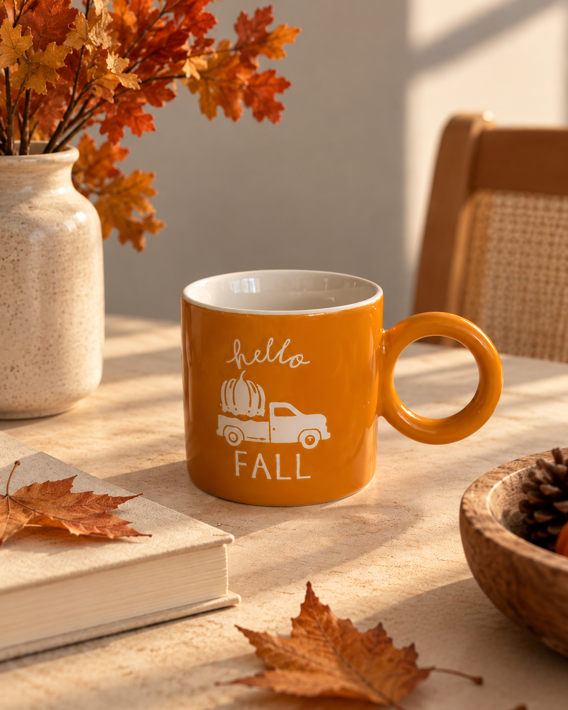 Hello Fall Pumpkin Truck Mug