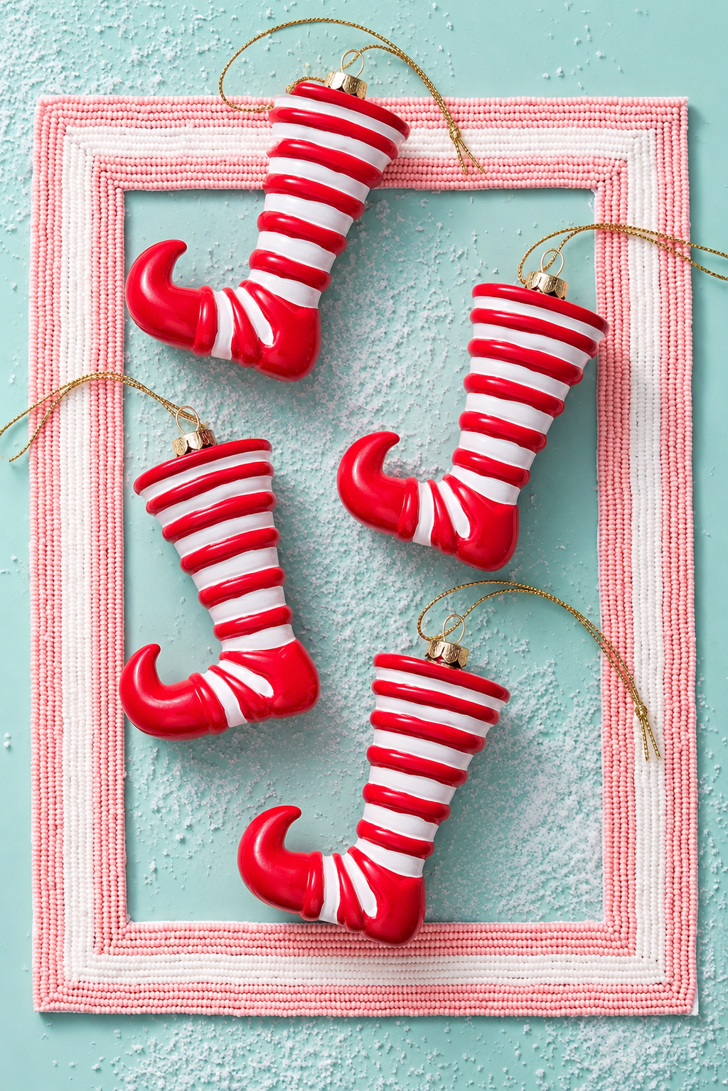 Candy Cane Elf Boots Christmas Ornament Set 🎄