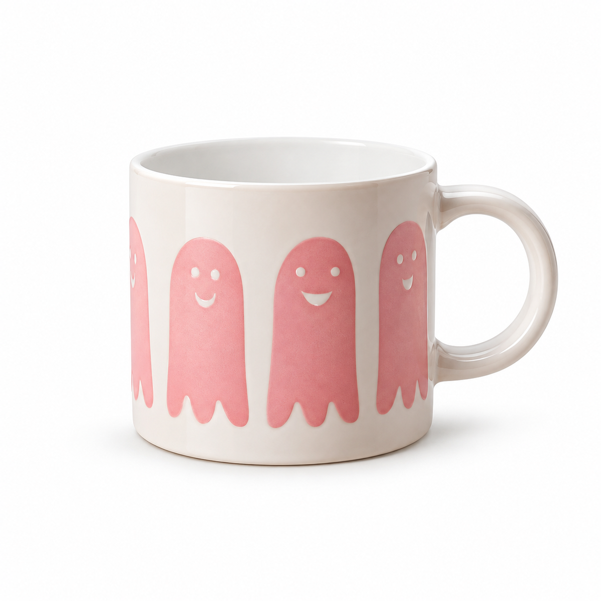 Pink Ghost Ceramic Mug – Cute Halloween Coffee Cup