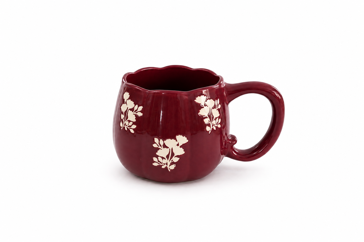 Pumpkin Vintage Burgundy Floral Mug| Fall