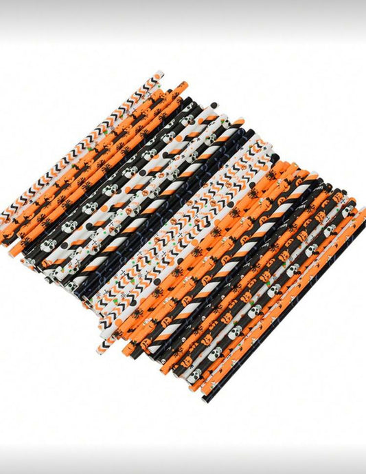 Halloween paper straw set