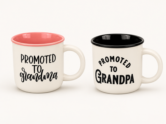 Promoted to Grandma | Grandpa Mug – Coffee Cup Gift for New Grandparents