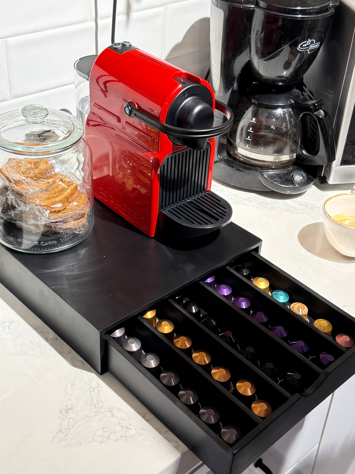 Nespresso Capsule Wooden Drawer Organizer – Coffee Pod Storage Station for 40 Capsules