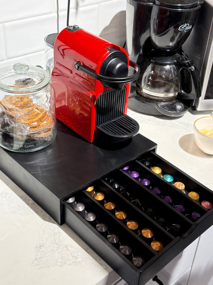 Nespresso Capsule Wooden Drawer Organizer – Coffee Pod Storage Station for 40 Capsules
