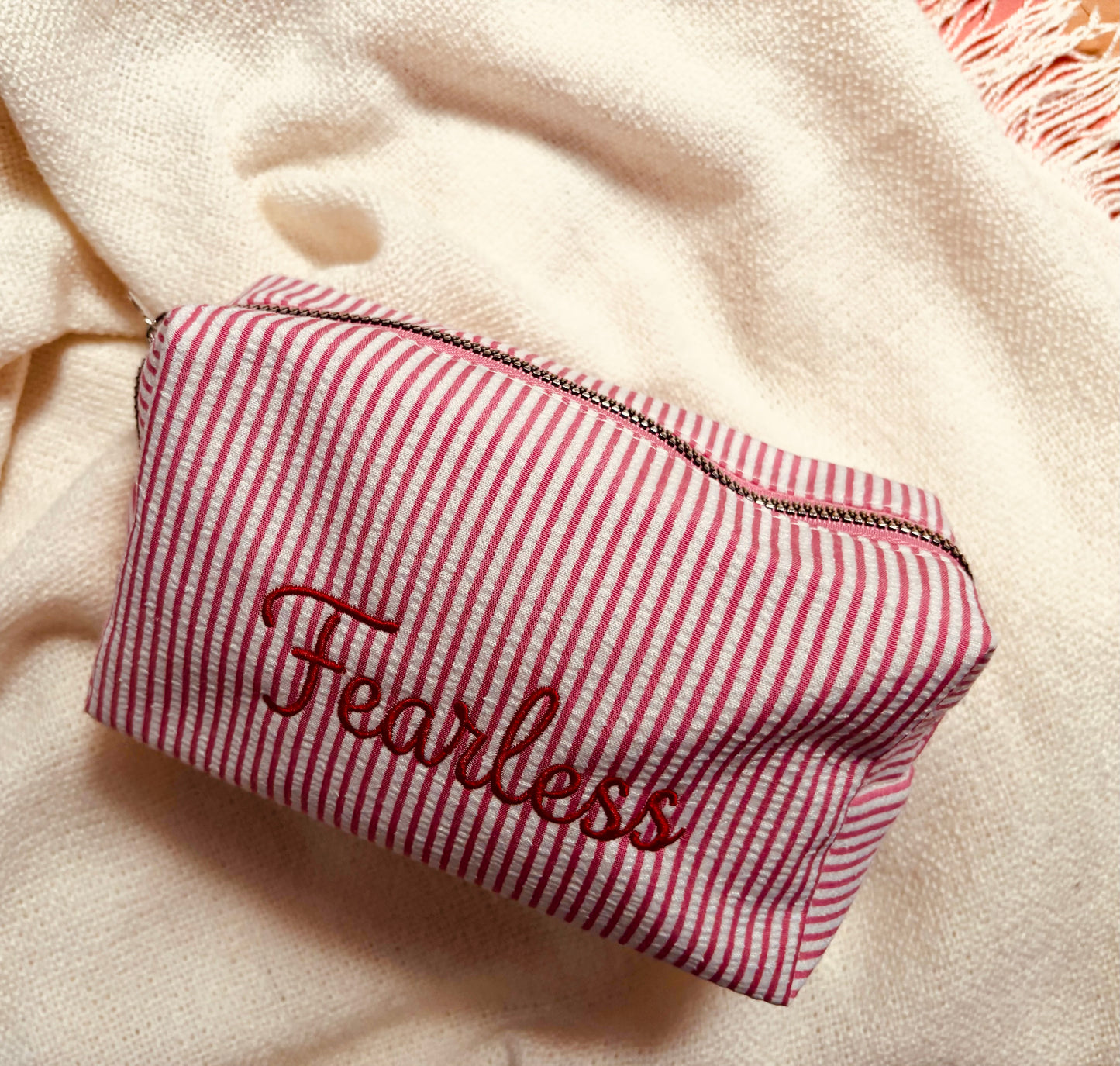 Fearless embroidery pouch