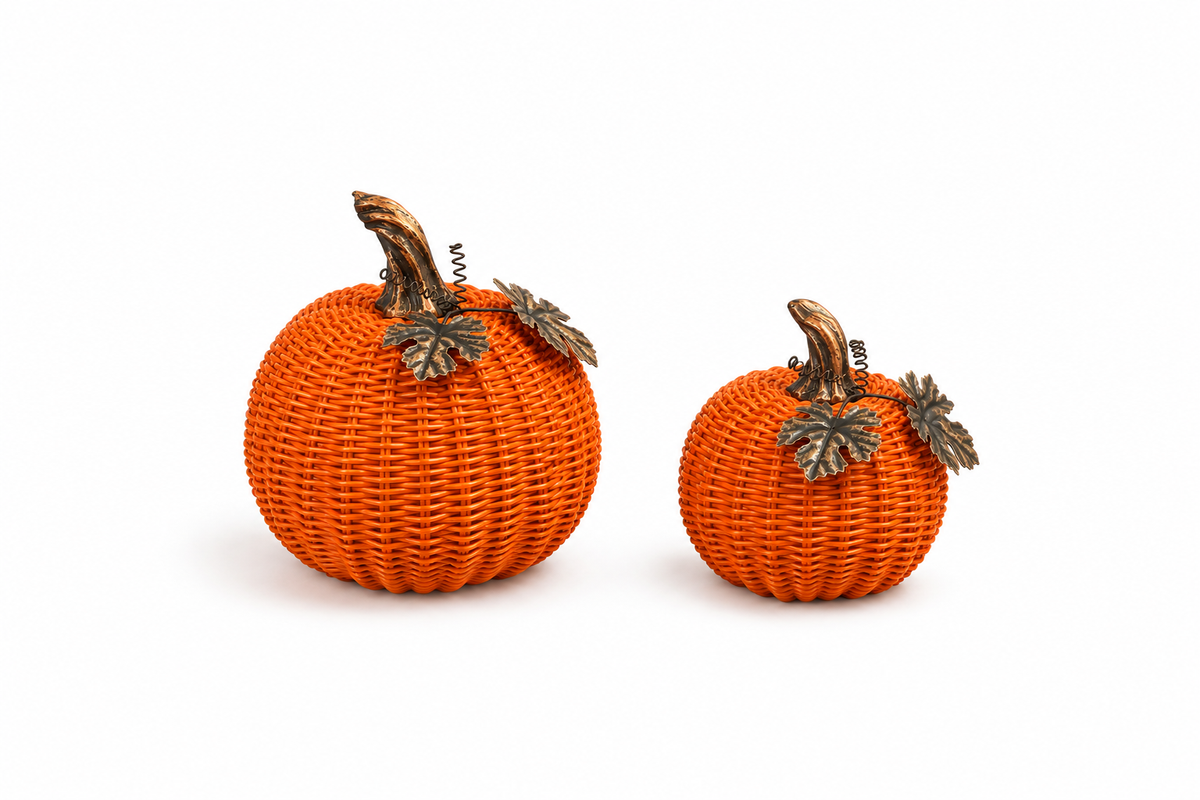 The Autumn Wicker Pumpkin Duo