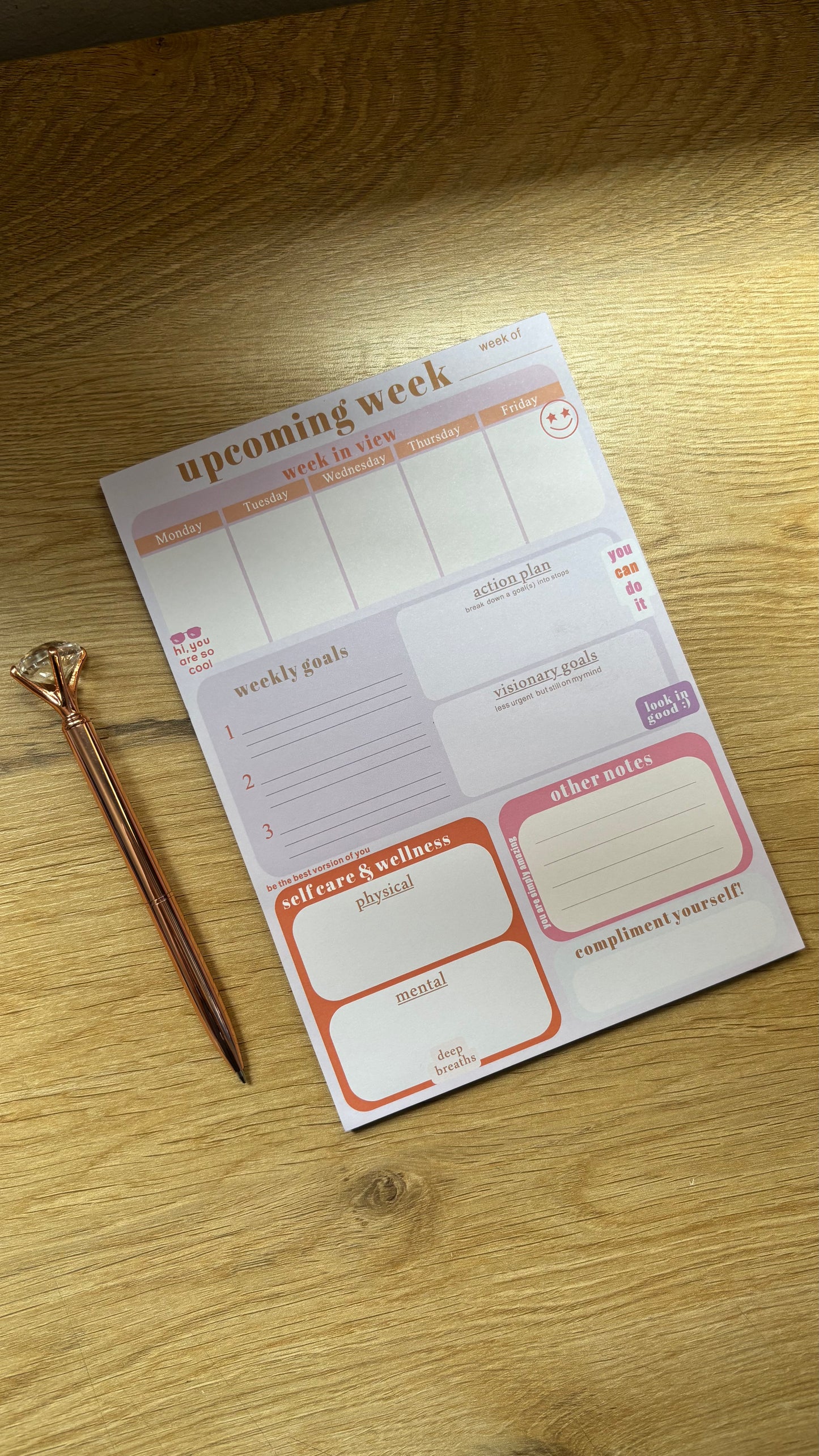 Upcoming Week Planner Pad