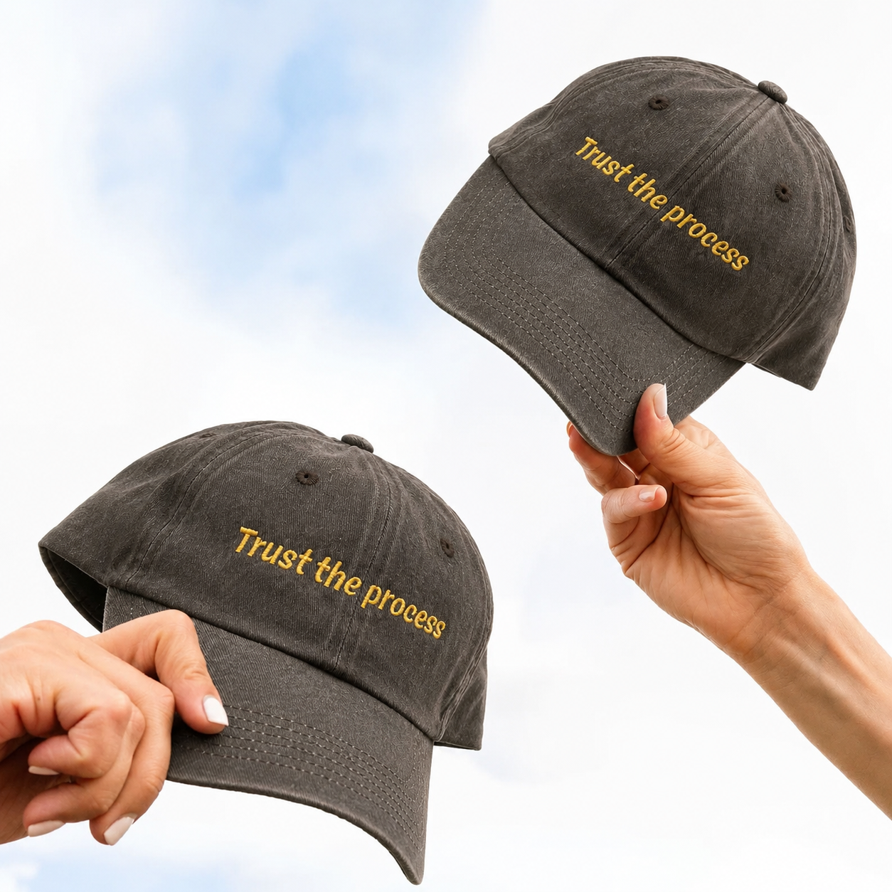 Trust the Process Cap | Vintage Washed Embroidered Baseball Cap