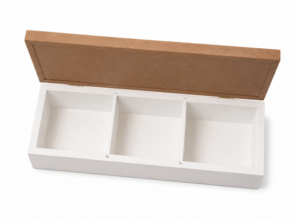 Coastal Wooden Tea Box – Beach House Tea Organizer (3 Compartments)