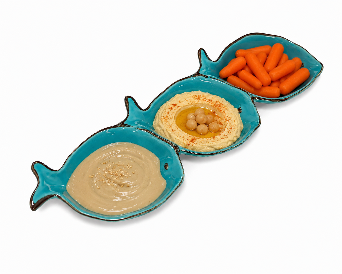 Coastal Fish Serving Tray| 3Section Appetizer, Snack & Dip Platter