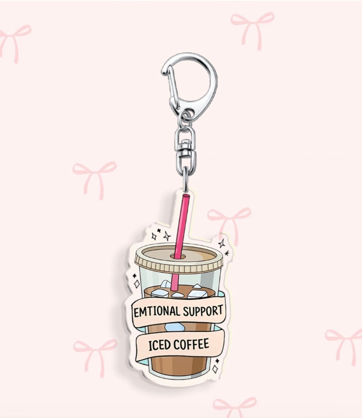 Emotional support coffee keychain