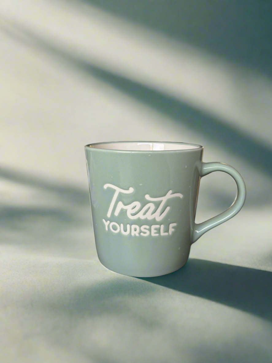 Self-Care Mug – Teal Engraved Treat Yourself Cup