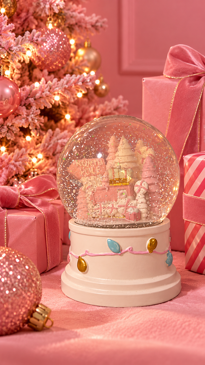 Pink North Pole Snow Globe
