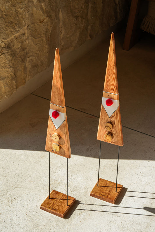 Set of 2 Scandi Claus| Handcrafted Wooden Christmas Decor Figurine