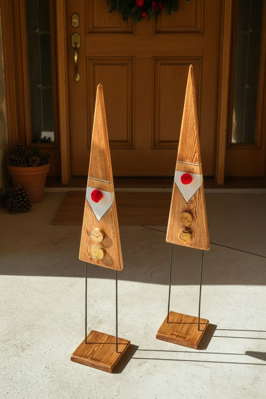 Set of 2 Scandi Claus| Handcrafted Wooden Christmas Decor Figurine