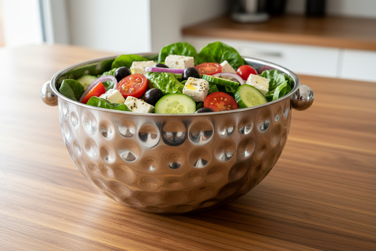 Textured Stainless Steel Serving Bowl