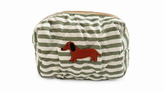 Sausage Dog Quilted Makeup & Travel Pouch | Cosmetic Organizer for Everyday Essentials
