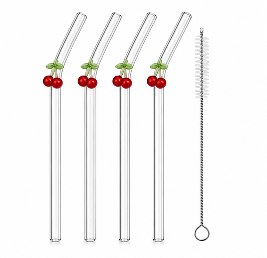 🍒 Cherry Ritual Glass Straw Set