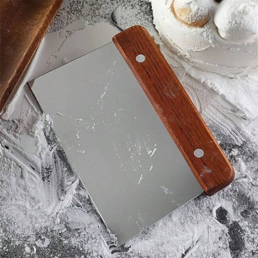 Multi-Use Dough & Veggie Scraper with Wooden Handle
