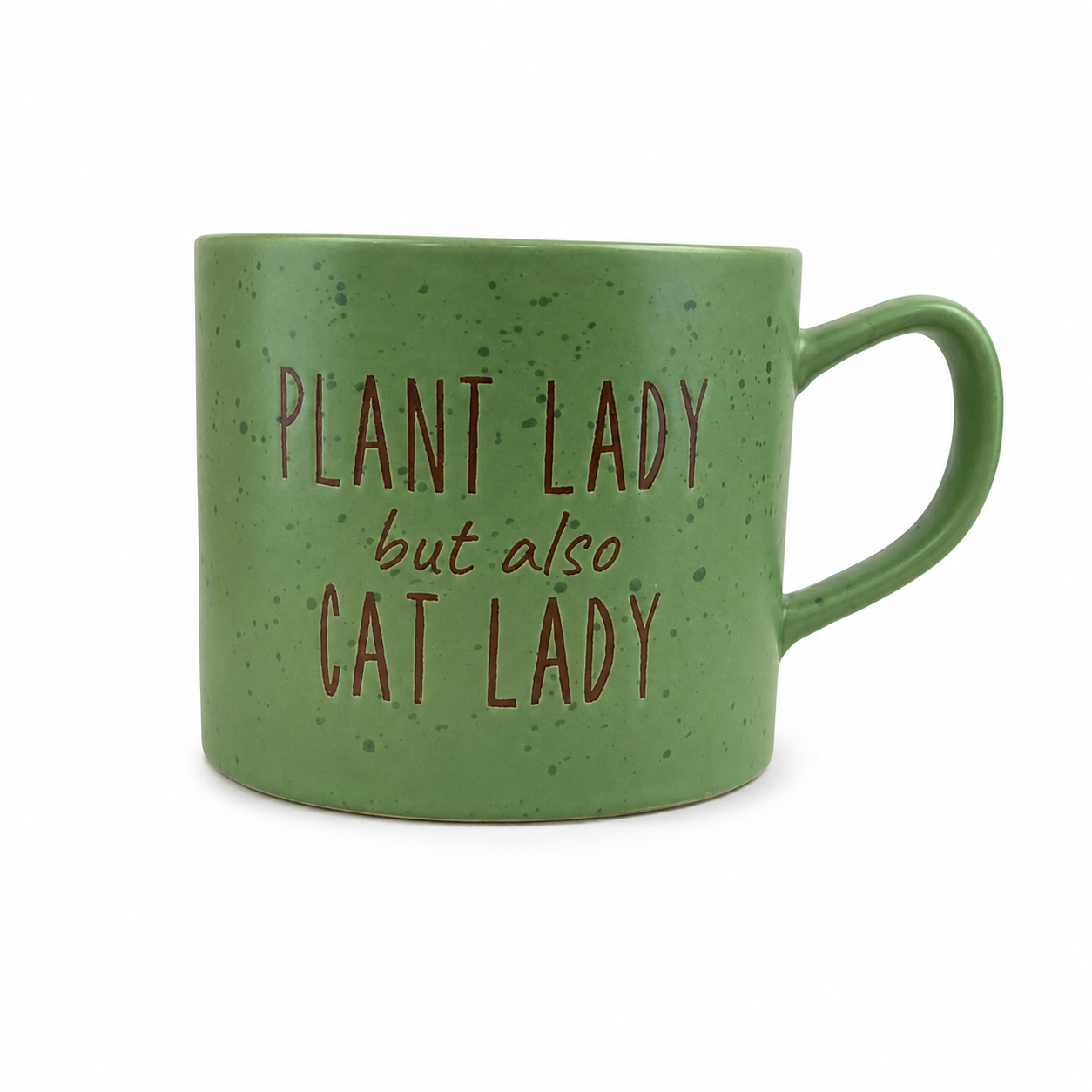 Plant Lady, Cat Lady Speckled Ceramic Mug | Cozy Green Coffee Cup
