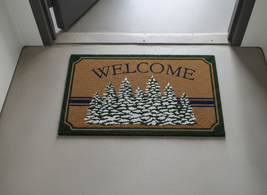 🌲 Winter Pines Welcome Doormat