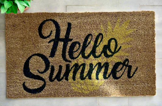 Hello Summer Pineapple Doormat – Bright Entryway Mat