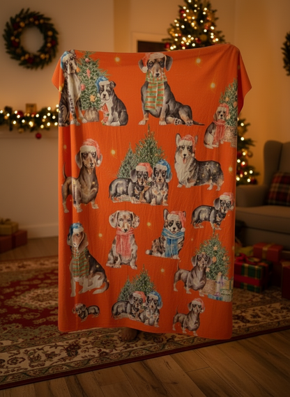 Festive Pup Parade Throw Blanket