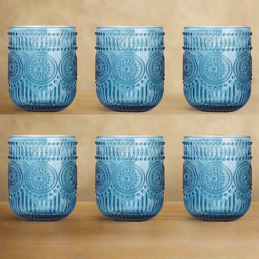 Blue glassware tumblers