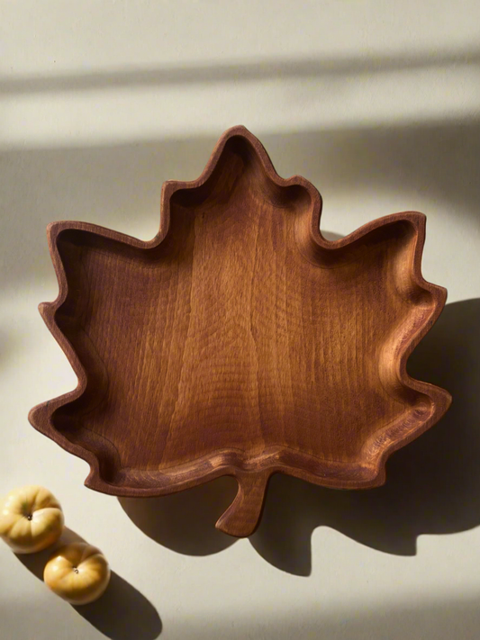Cozy Maple Leaf 🍁 Tray– Wooden Fall Platter
