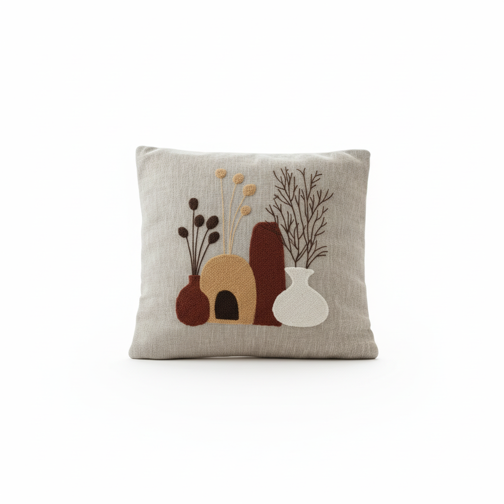 Earthy Harmony Cushion Cover – Neutral Textured Minimal Design