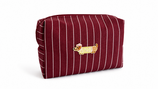 Pinstripe Pup Cosmetic Pouch