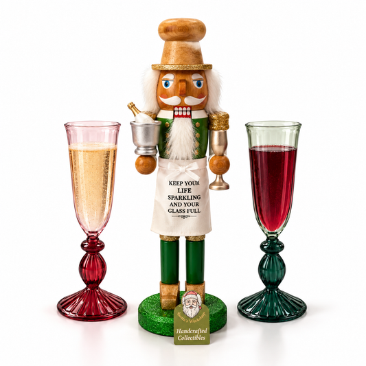 Festive Wine & Champagne Christmas Nutcracker Figurine