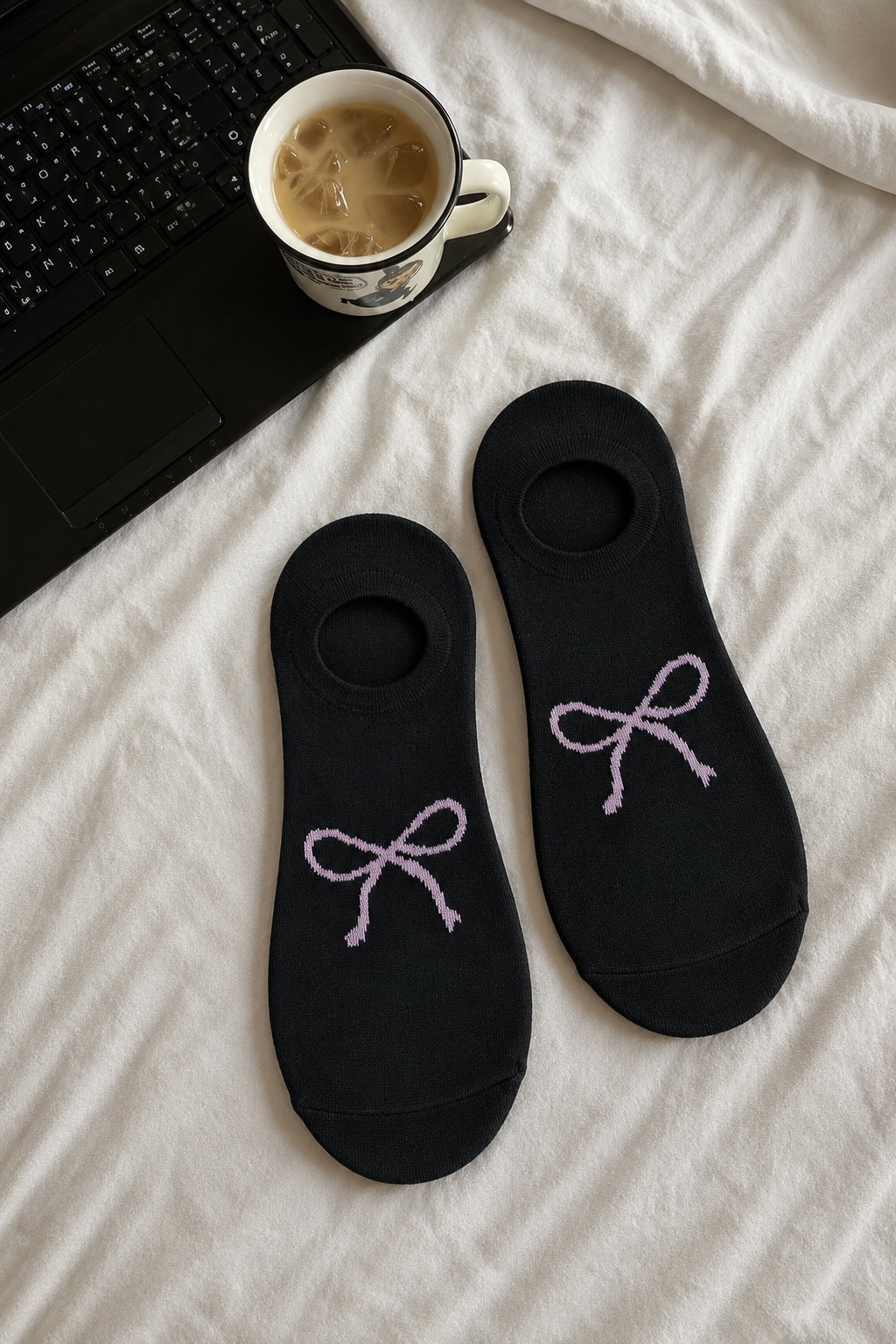 Bow Detail No-Show Socks – Soft Feminine Ankle Socks