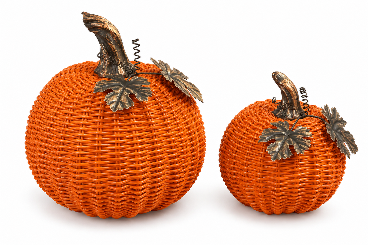 The Autumn Wicker Pumpkin Duo