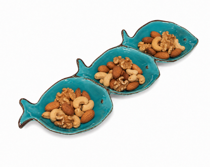 Coastal Fish Serving Tray| 3Section Appetizer, Snack & Dip Platter