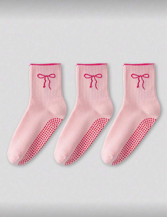 1 Socks Blush Bow Non-Slip Yoga & Pilates Socks