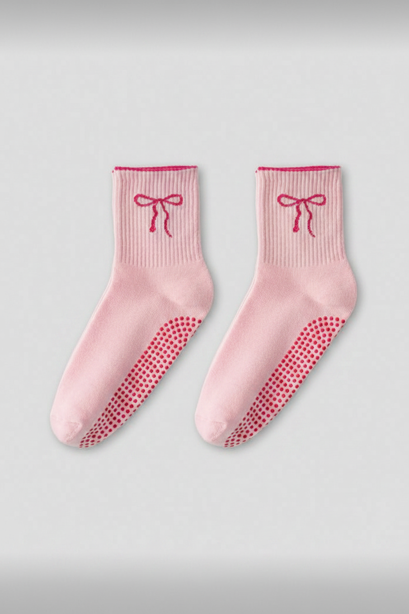 1 Socks Blush Bow Non-Slip Yoga & Pilates Socks